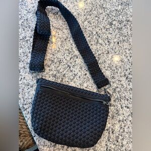Sol and Selene Woven Black Crossbody Bag